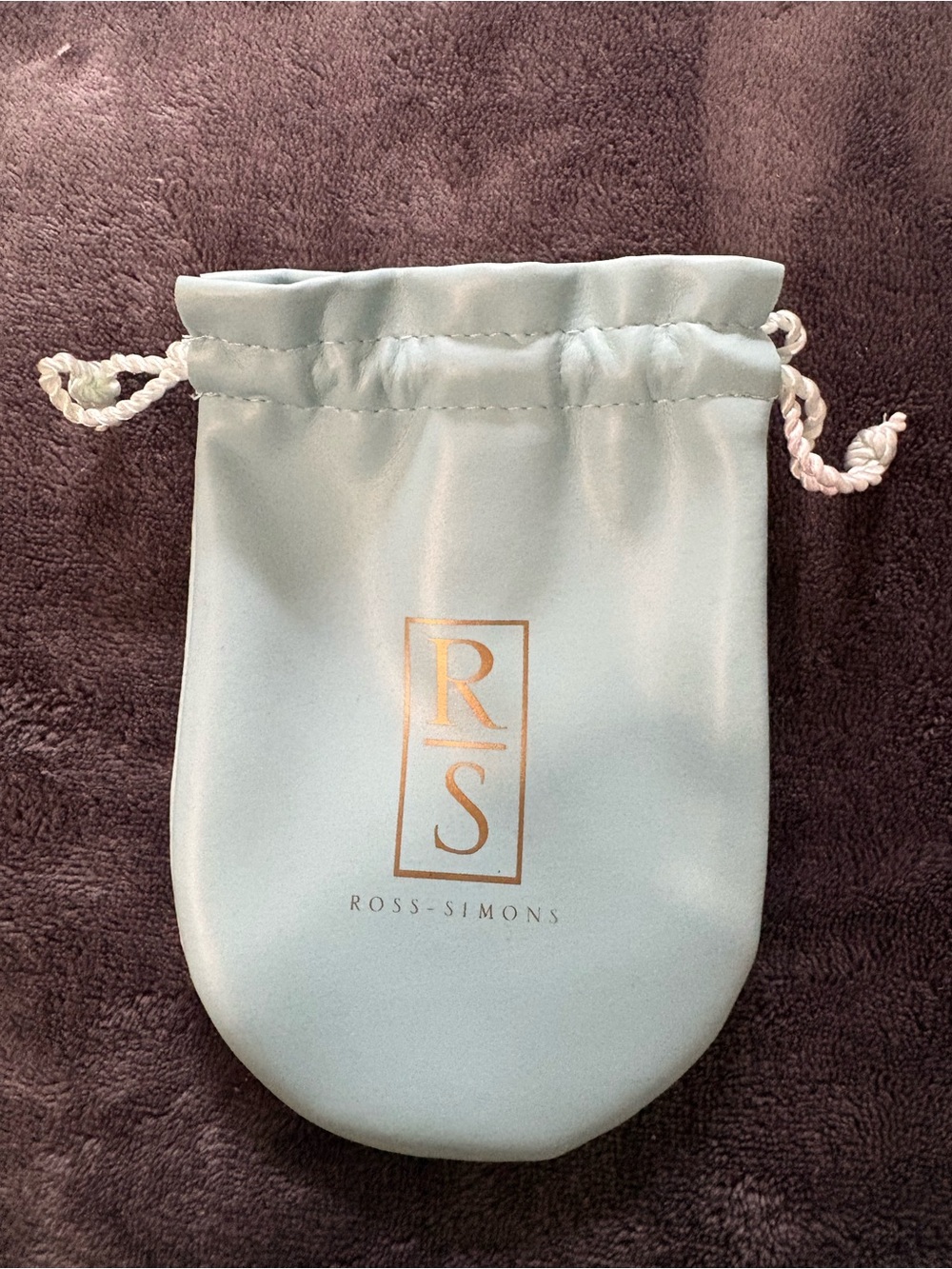 Ross-Simons Light Blue Drawstring Jewelry Pouch with Gold Logo